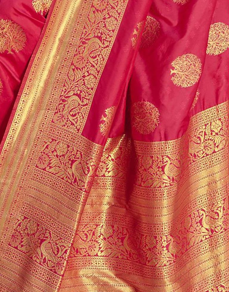 Bright Pink Silk Plain Saree