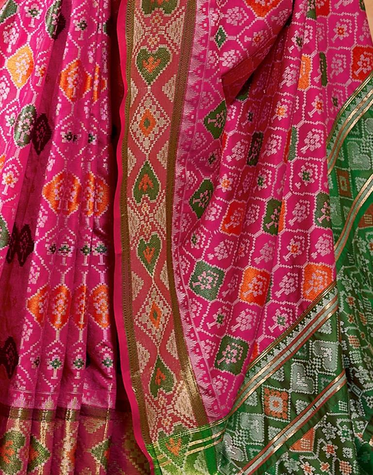 Rani Pink Silk Woven Saree