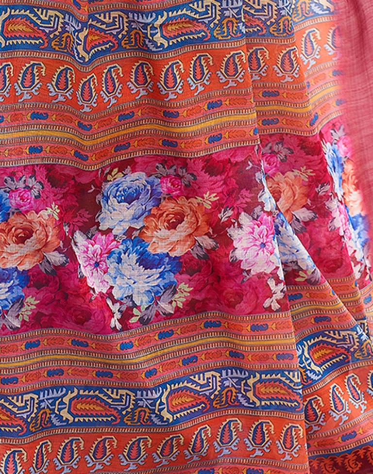 Sky Blue Linen Printed Saree