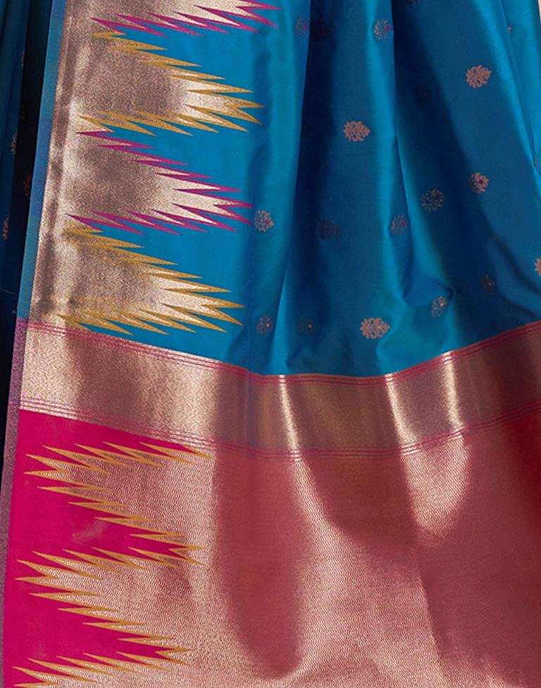 Sea Blue Silk Woven Saree