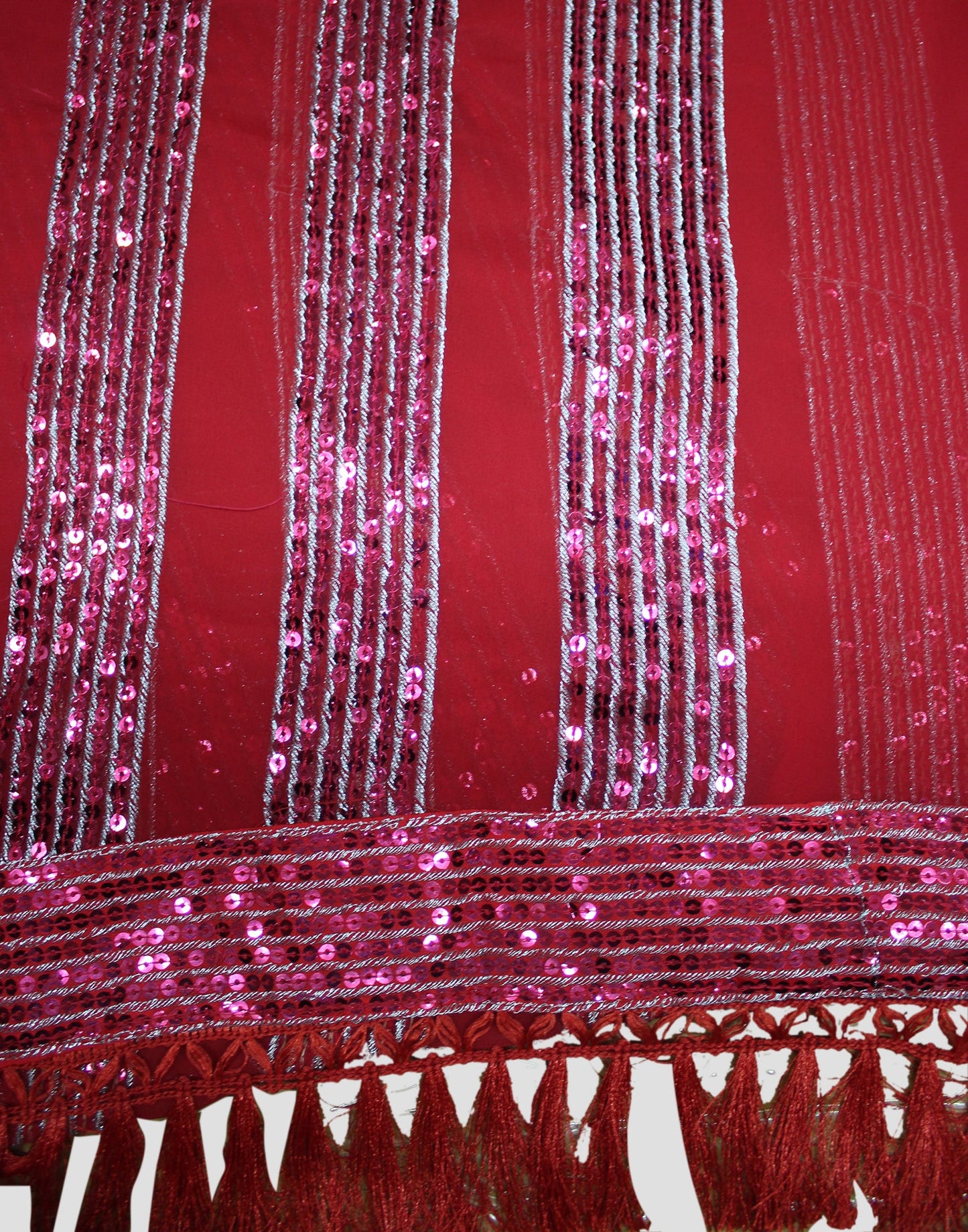 Red Georgette Plain Saree