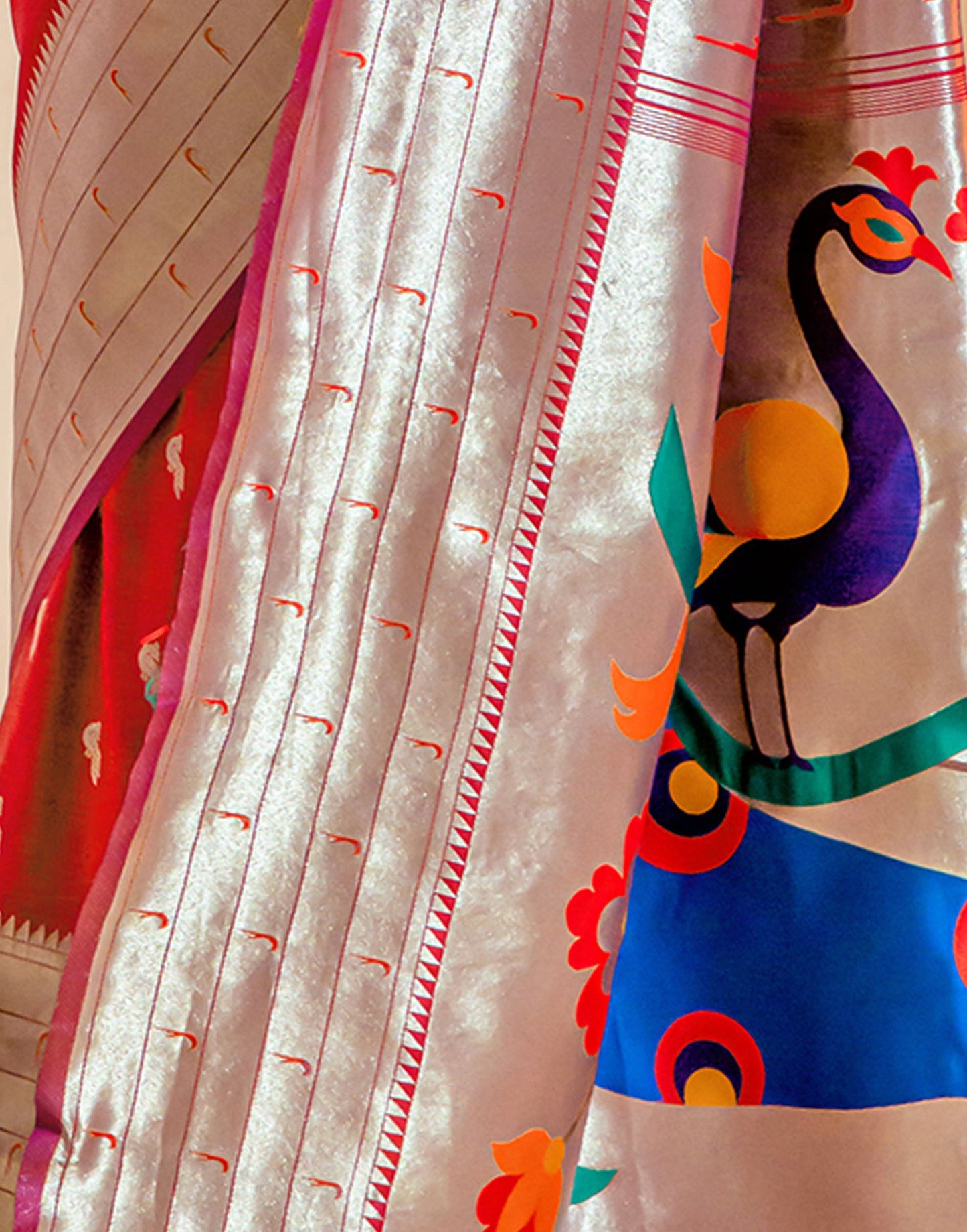 Bright Pink Silk Weaving Saree