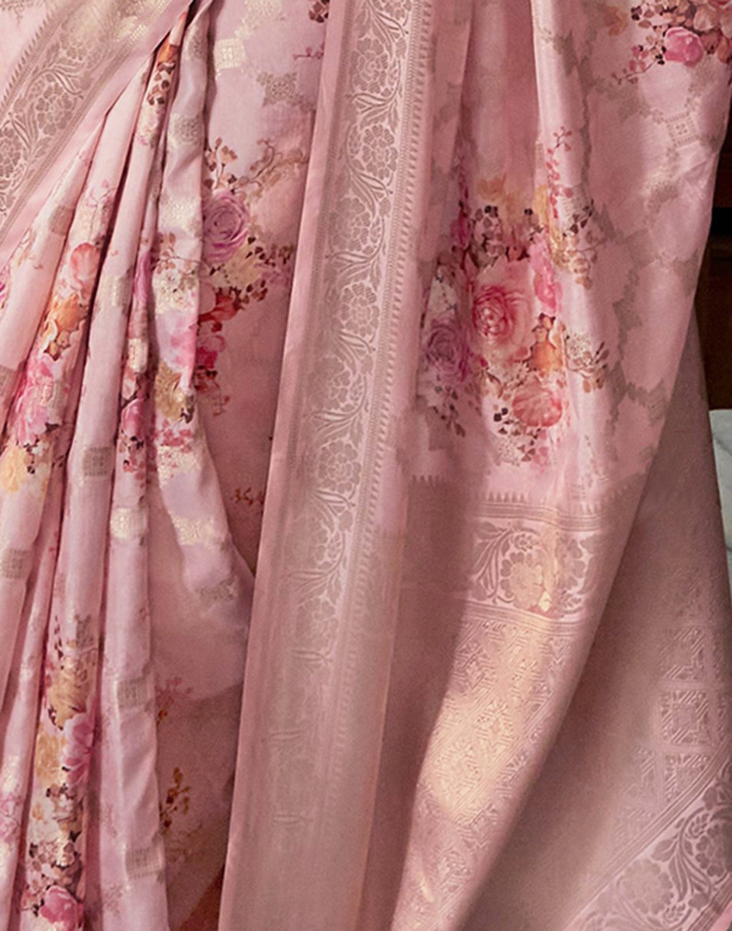 Light Pink Silk Weaving Saree