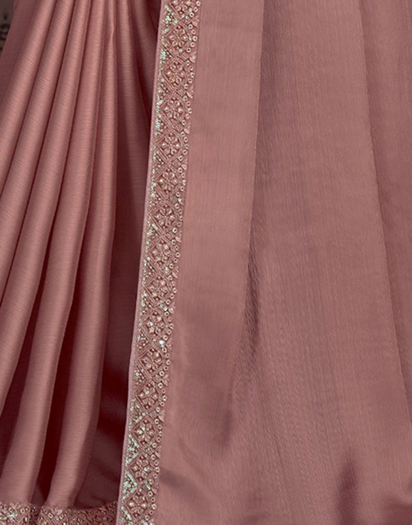 Dusty Rust Satin Plain Saree