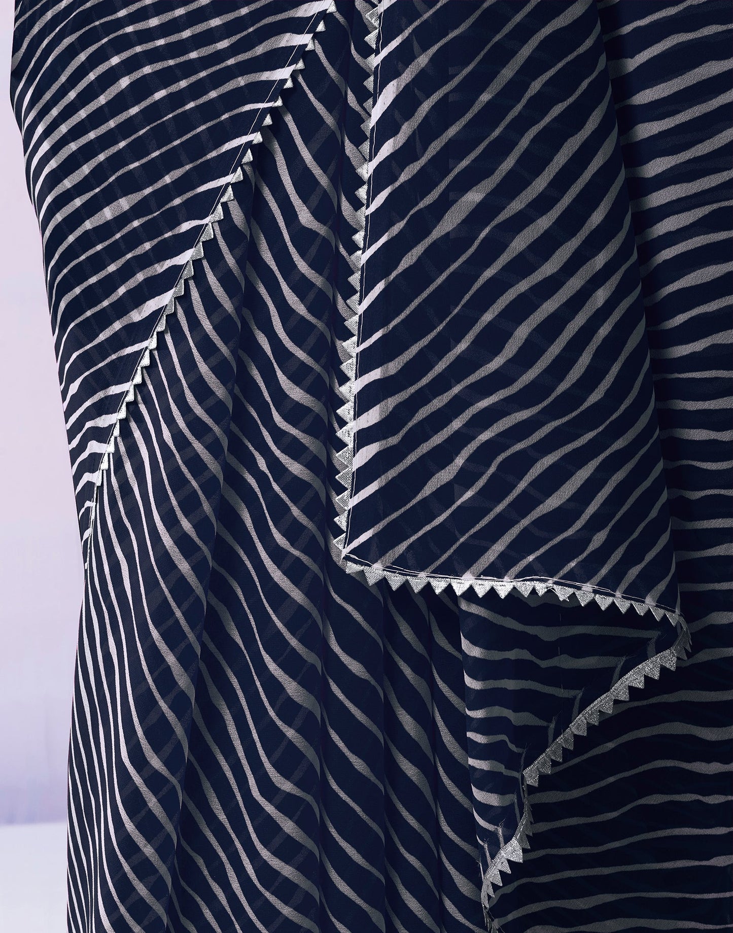 Navy Blue Georgette Printed Saree