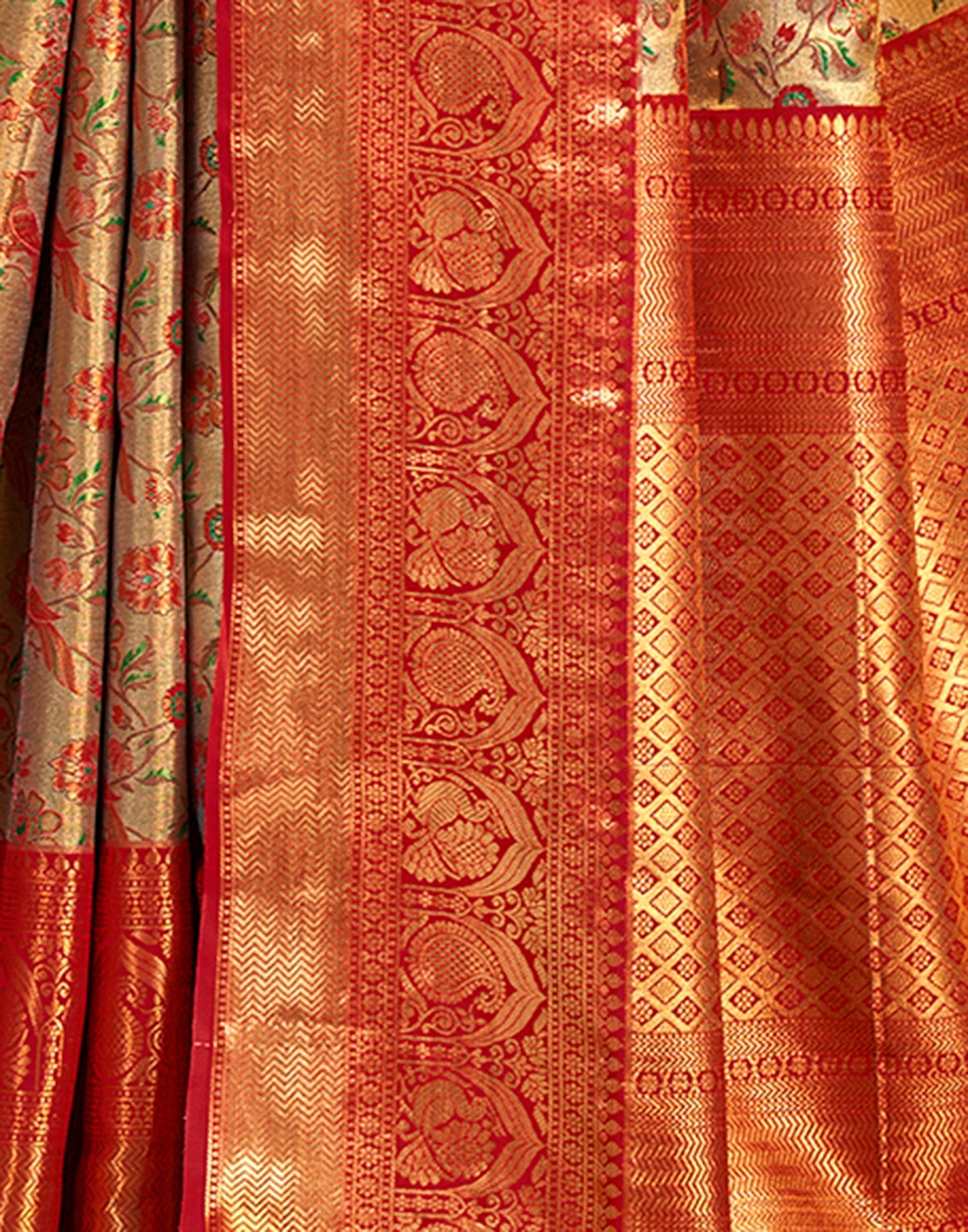 Gold & Multicoloured Silk Weaving Saree