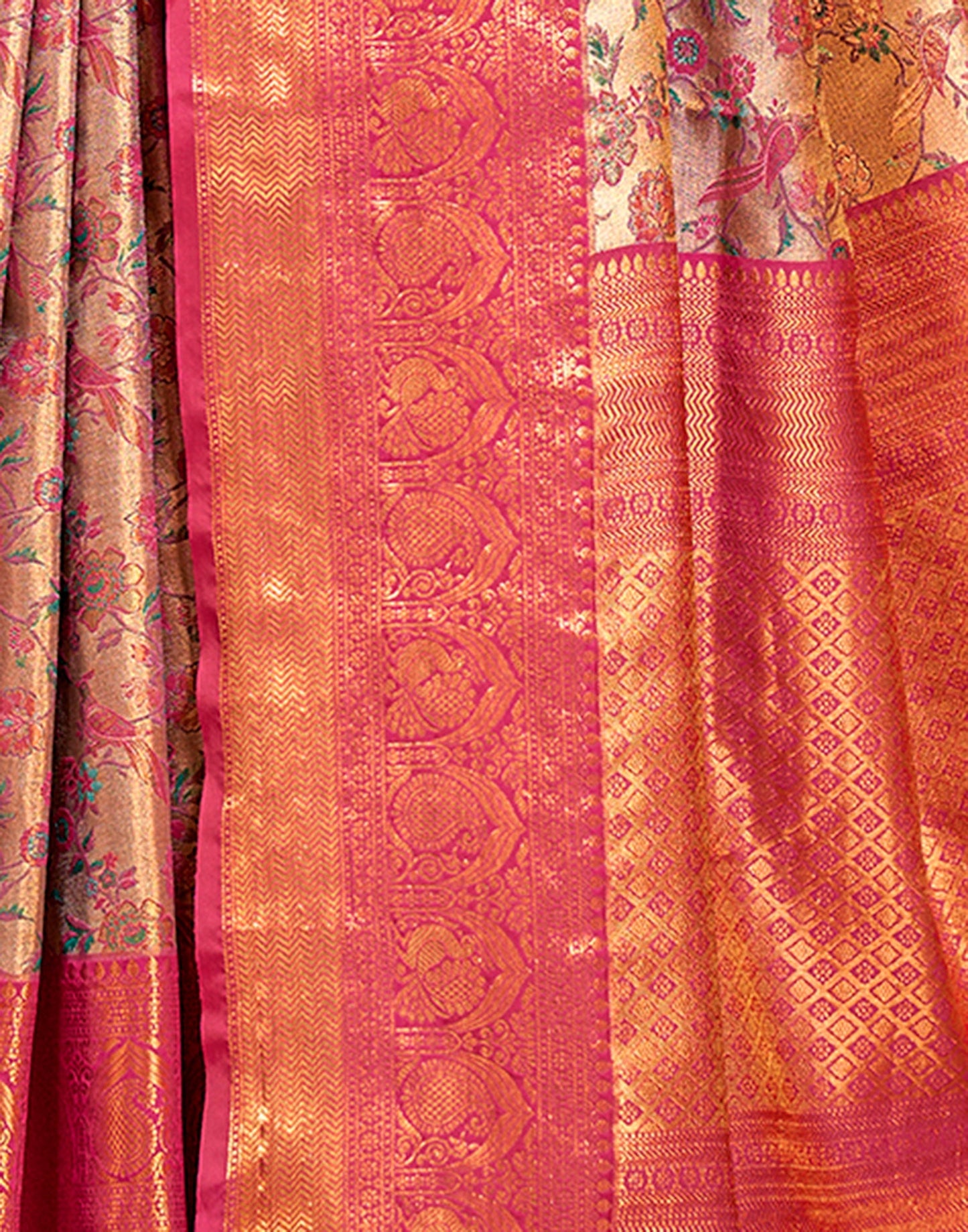 Gold & Multicoloured Silk Weaving Saree