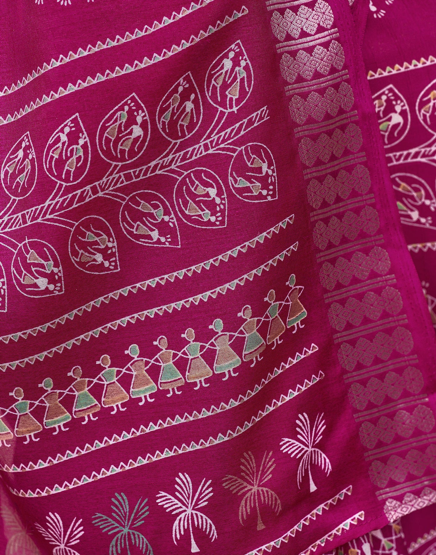 Pink Silk Printed Saree