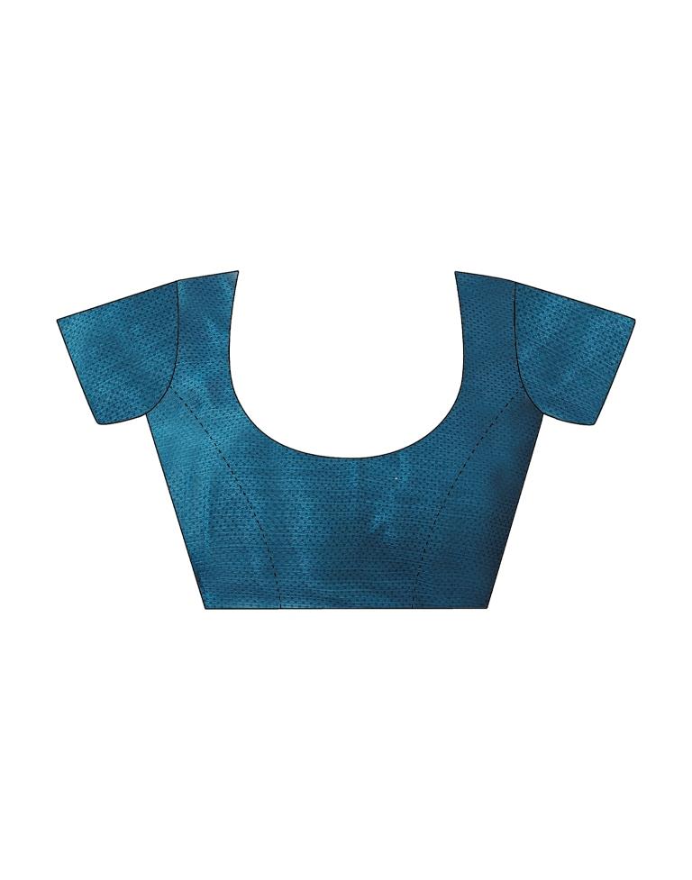 Teal Blue Chiffon Printed Saree