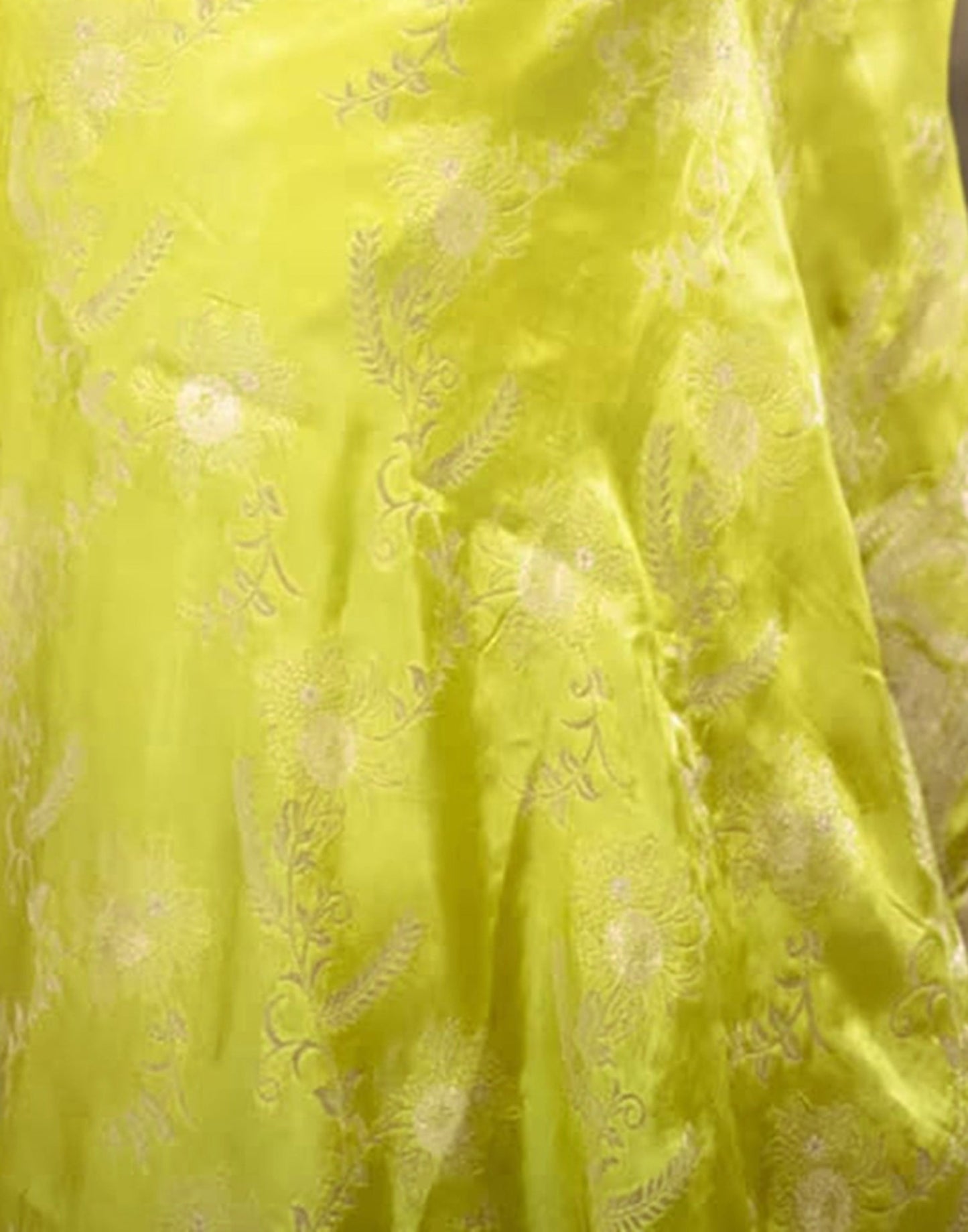 Lime Yellow Silk Plain Saree