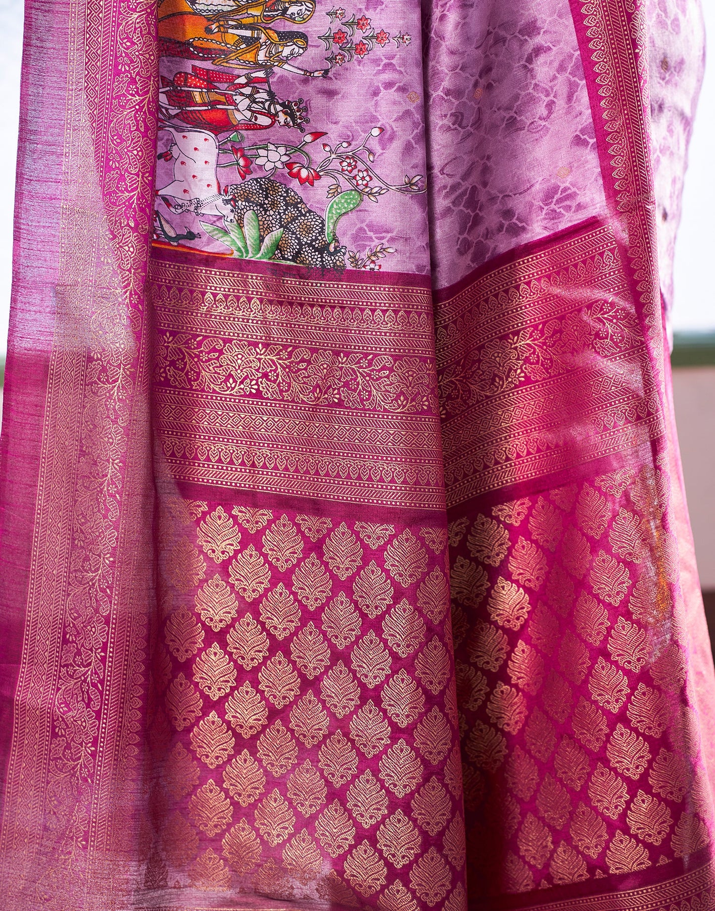 Light Purple Silk Printed Saree