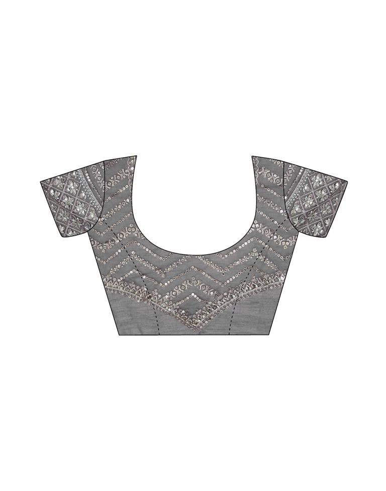 Light Pink Chiffon Embroidery Saree