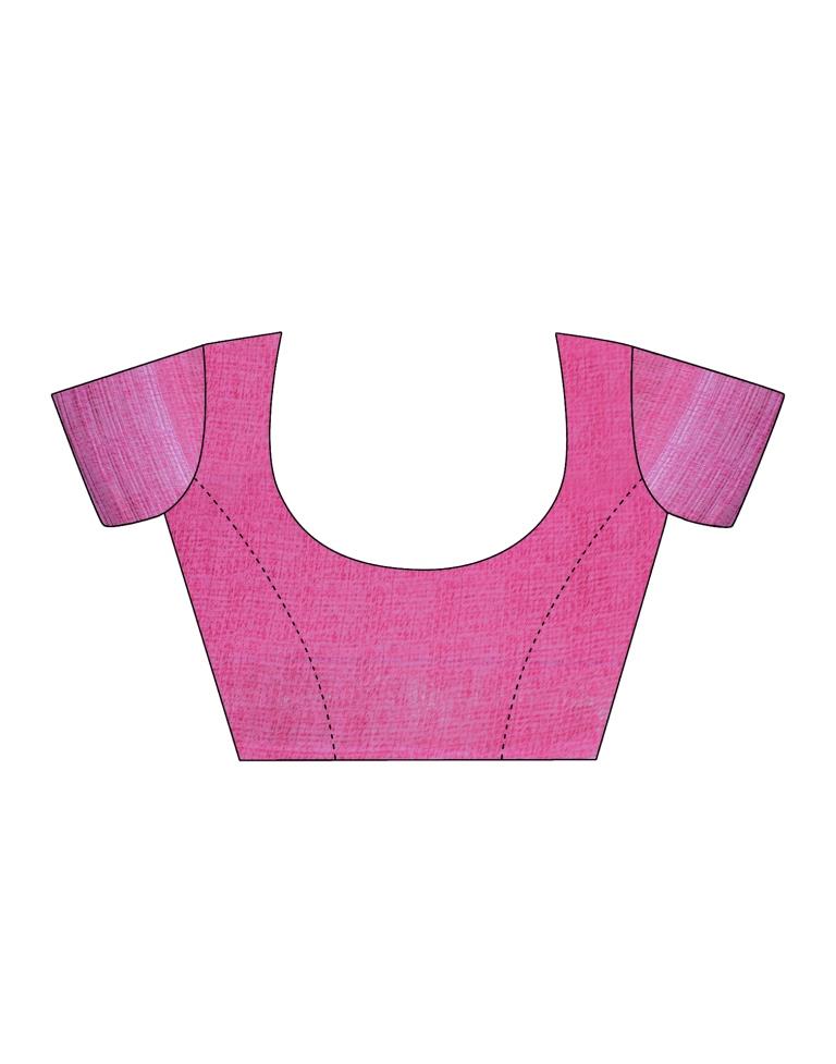Pink Georgette Woven Saree
