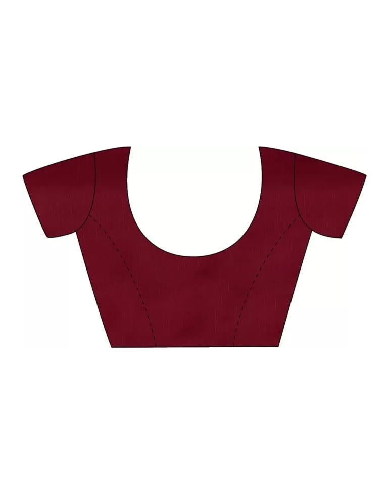 Maroon Satin Printed Saree