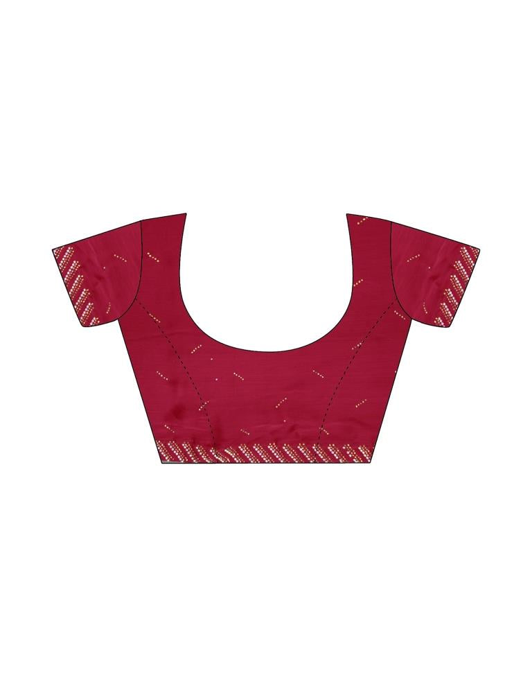Dark Red Chiffon Plain Saree