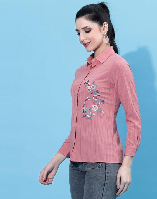 Pink Embroidered Shirt | Leemboodi
