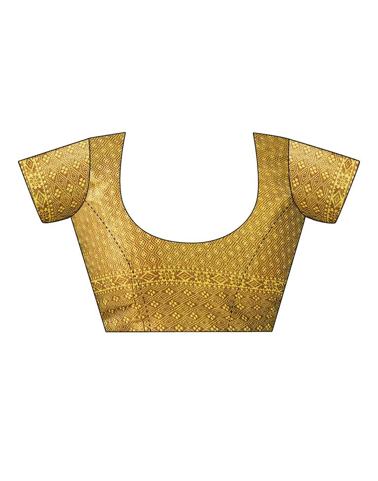 Yellow & Golden Silk Plain Saree