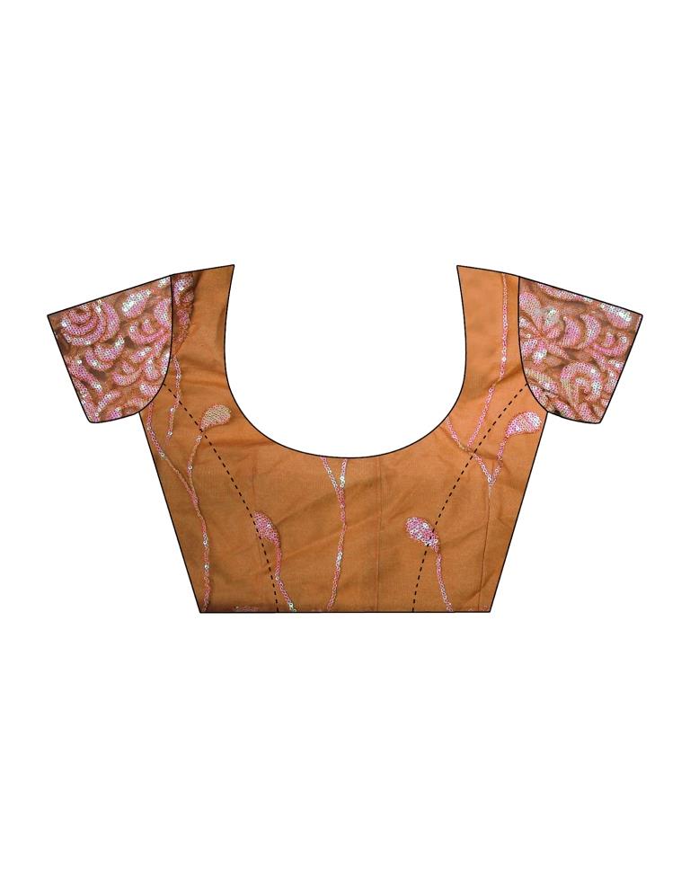 Rust Chiffon Plain Saree