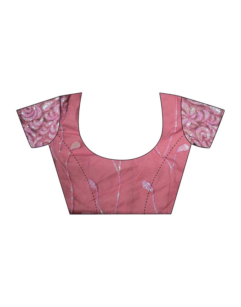 Dusty Pink Chiffon Plain Saree