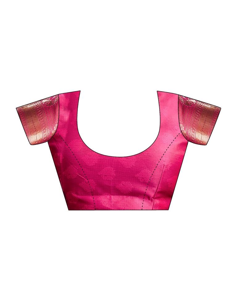 Steel Grey & Pink Silk Woven Saree