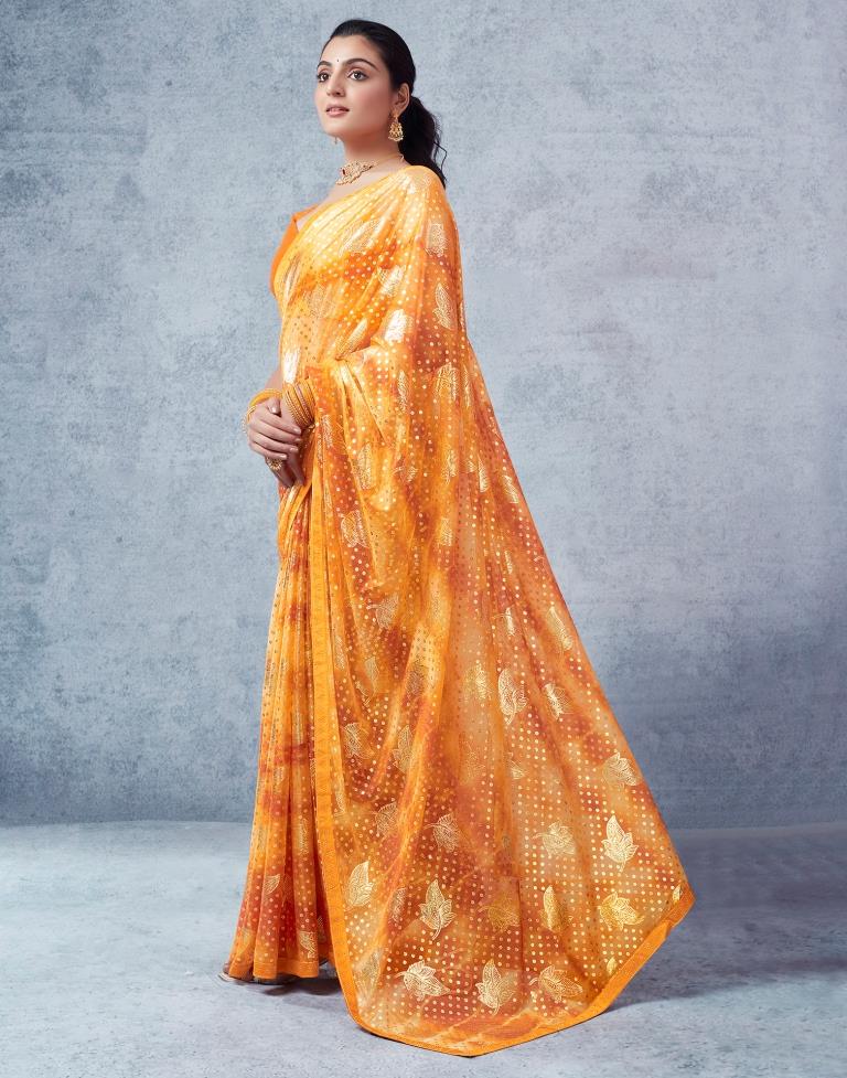 Yellow Lycra Printed Saree