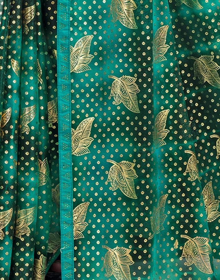 Dark Green Lycra Printed Saree
