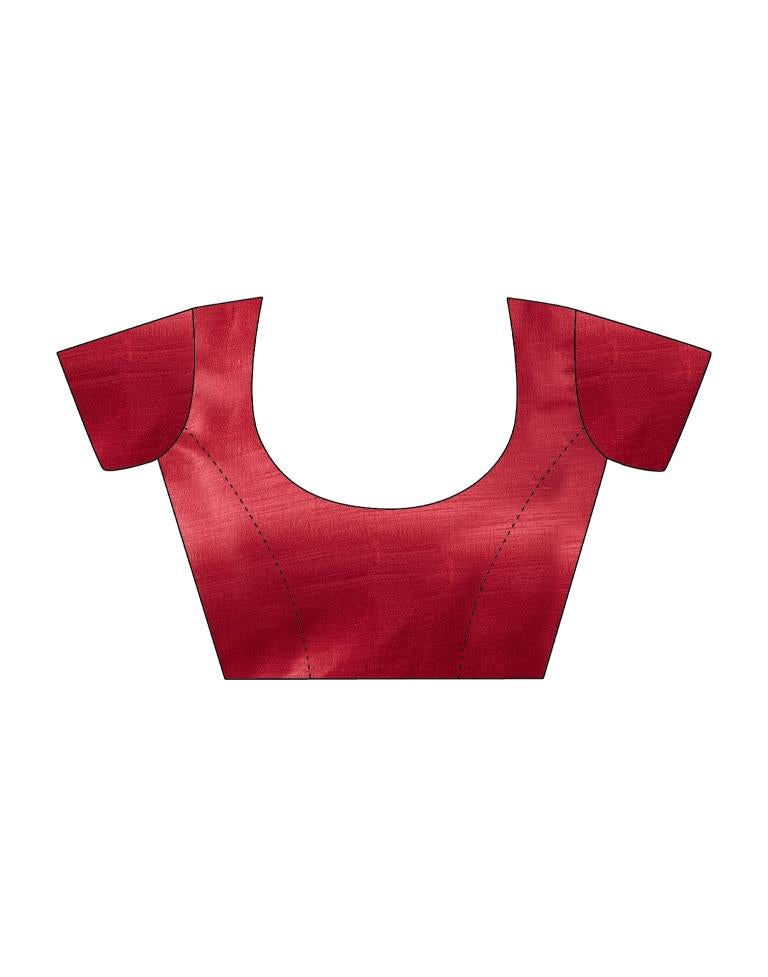 Black & Red Silk Printed Saree