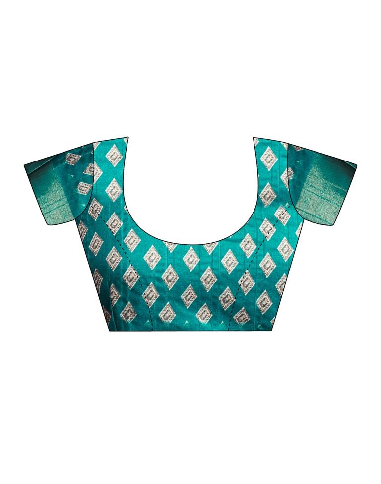 Rama Green Silk Printed Saree