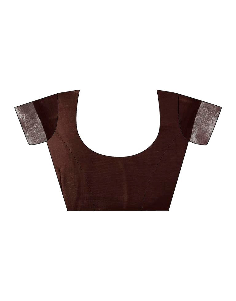 Brown Chiffon Printed Saree