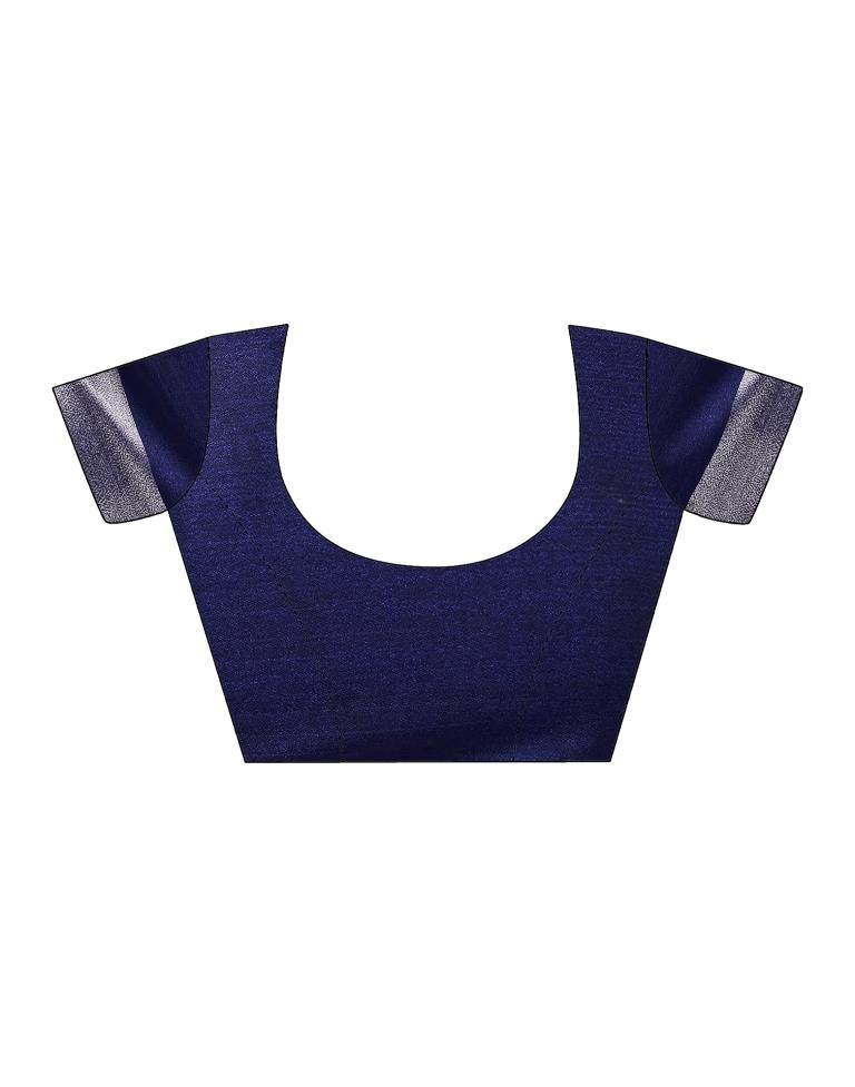 Navy Blue Chiffon Printed Saree