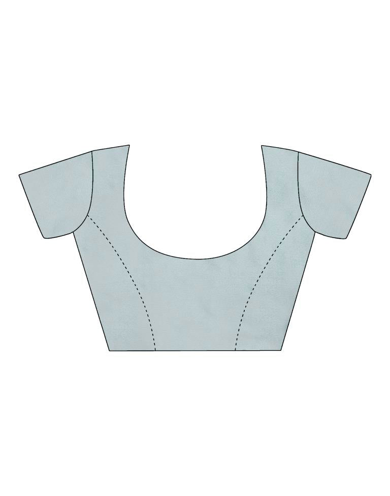 Grey & Multicoloured Cotton Printed Saree