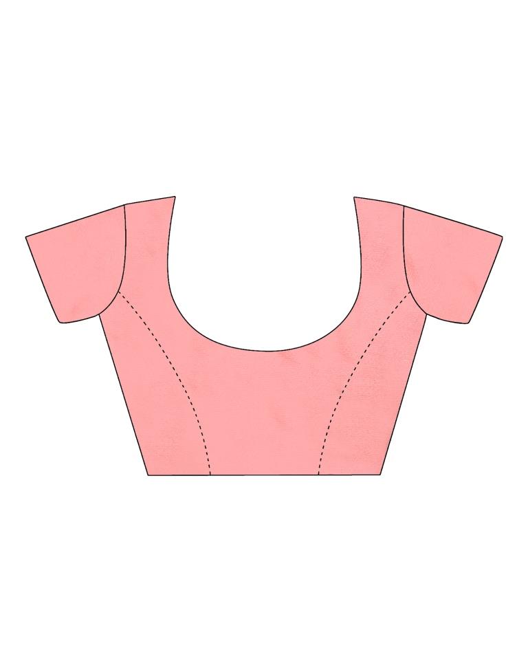 Light Pink Cotton Printed Saree