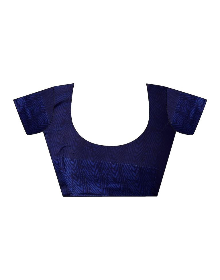 Navy Blue Georgette Printed Saree