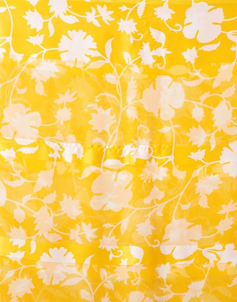 Yellow Georgette Printed Saree