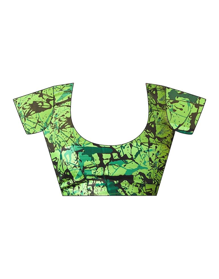 Green Georgette Printed Saree