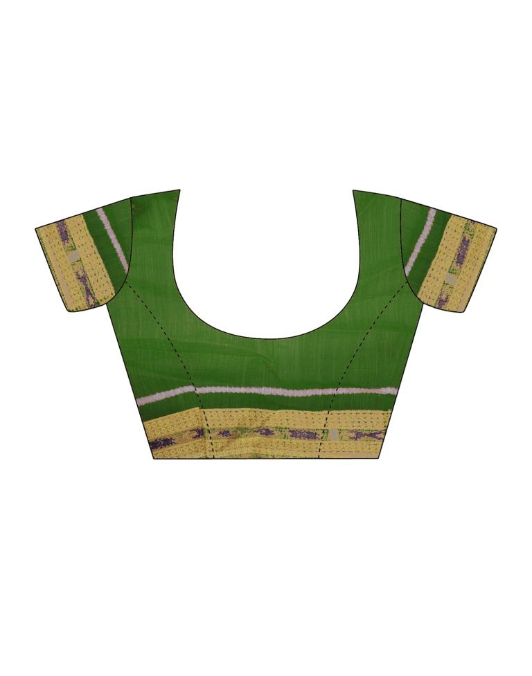 Green Linen Printed Saree