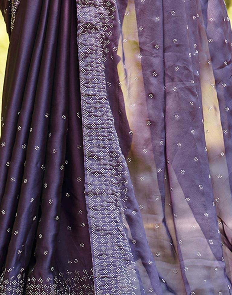 Purple Georgette Plain Saree