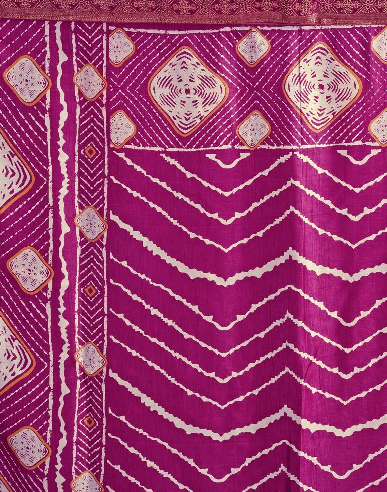 Magenta Silk Printed Saree