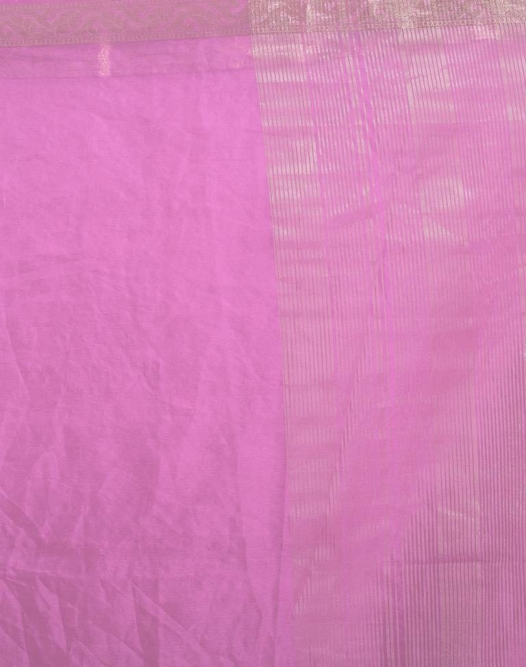 Light Pink Organza Plain Saree