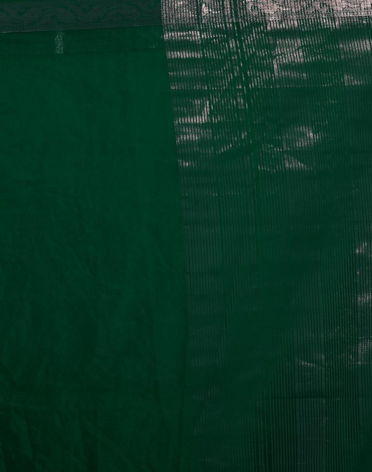 Dark Green Organza Plain Saree