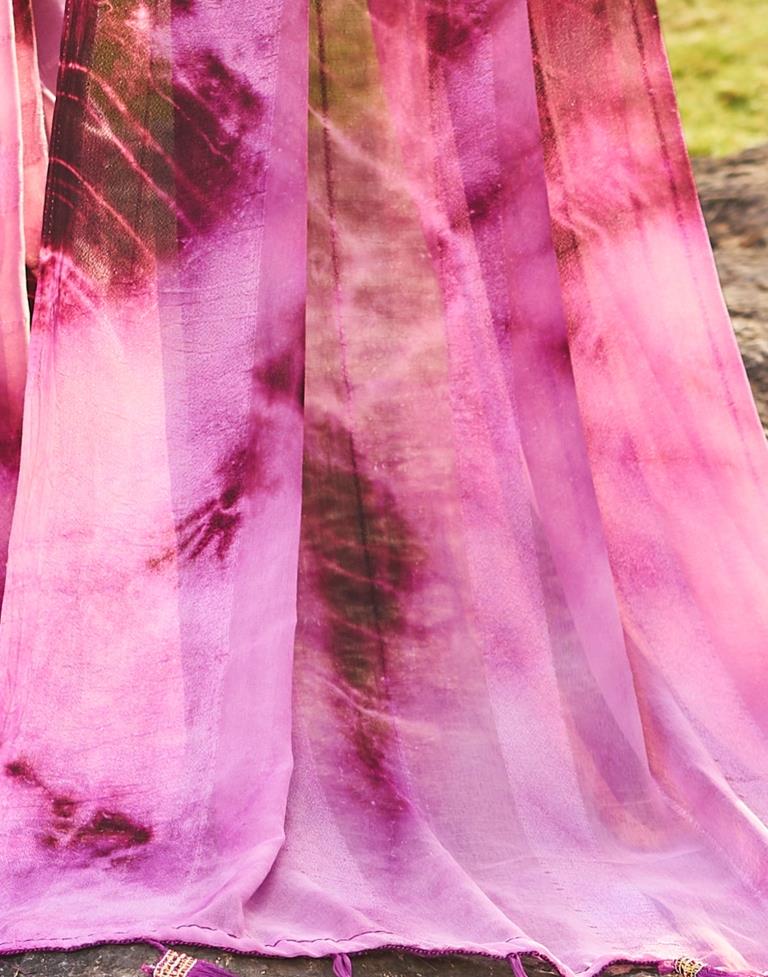Pink Georgette Printed Saree