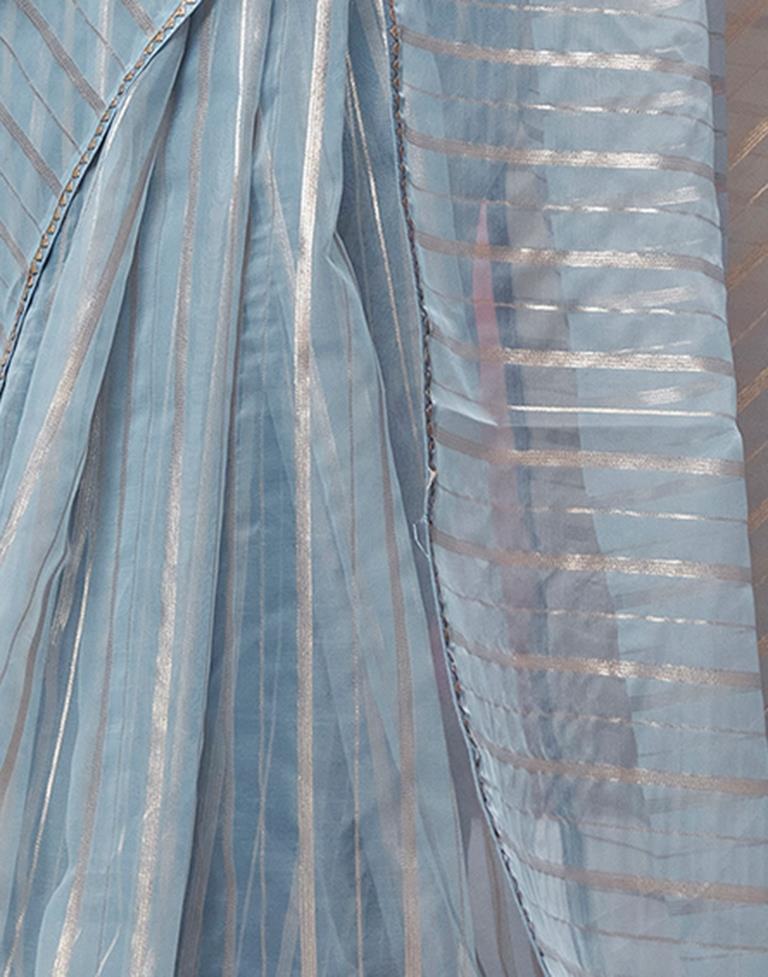 Grey Organza Plain Saree