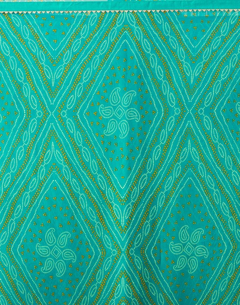 Teal Blue Georgette Printed Saree