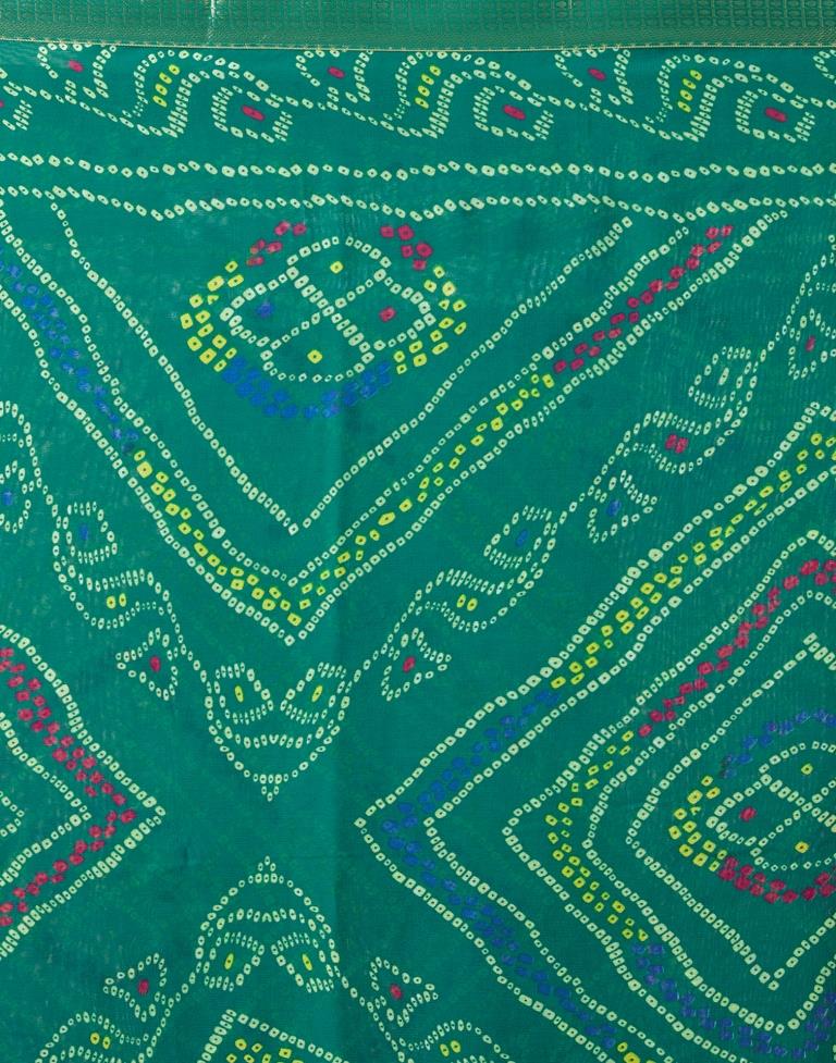 Teal Georgette Printed Saree