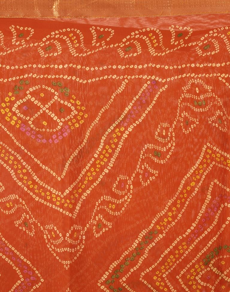 Orange Georgette Printed Saree