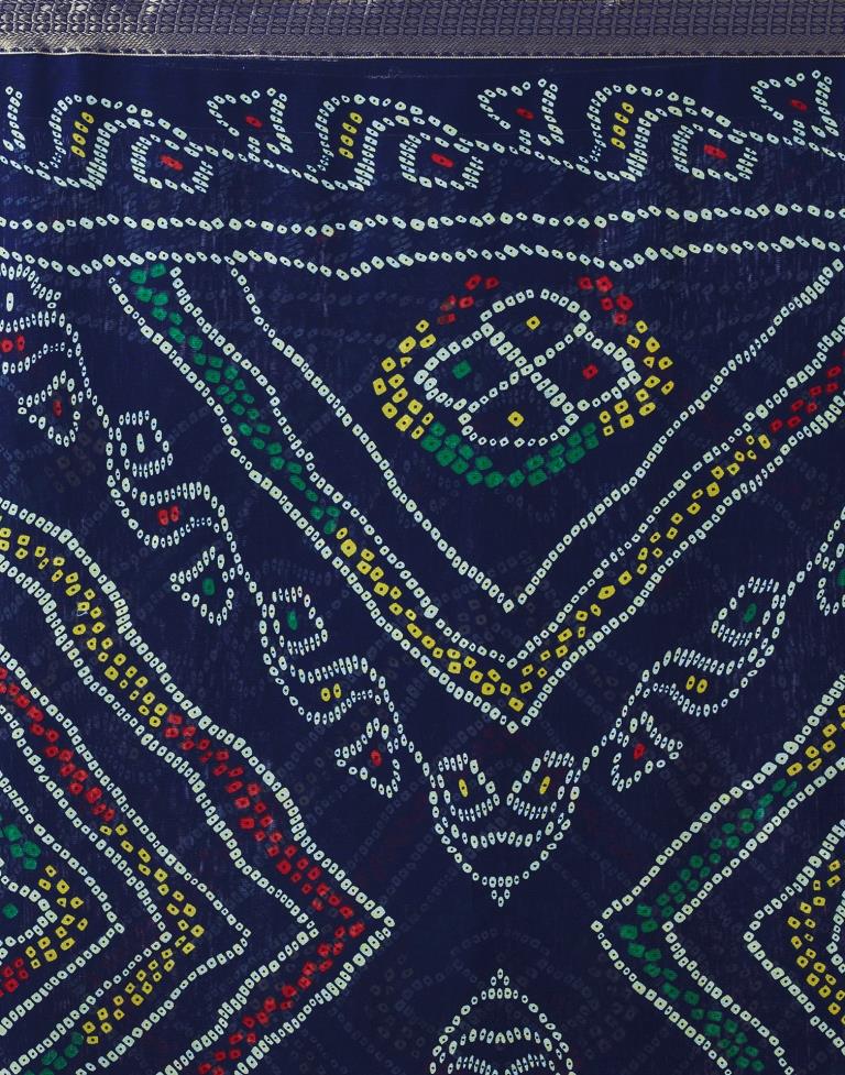 Navy Blue Georgette Printed Saree