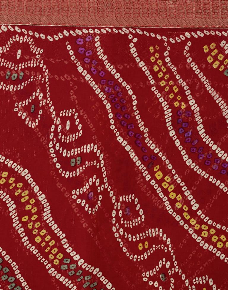 Red Georgette Printed Saree
