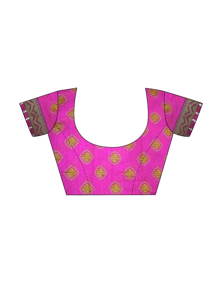 Rani Pink Chiffon Bandhani Saree