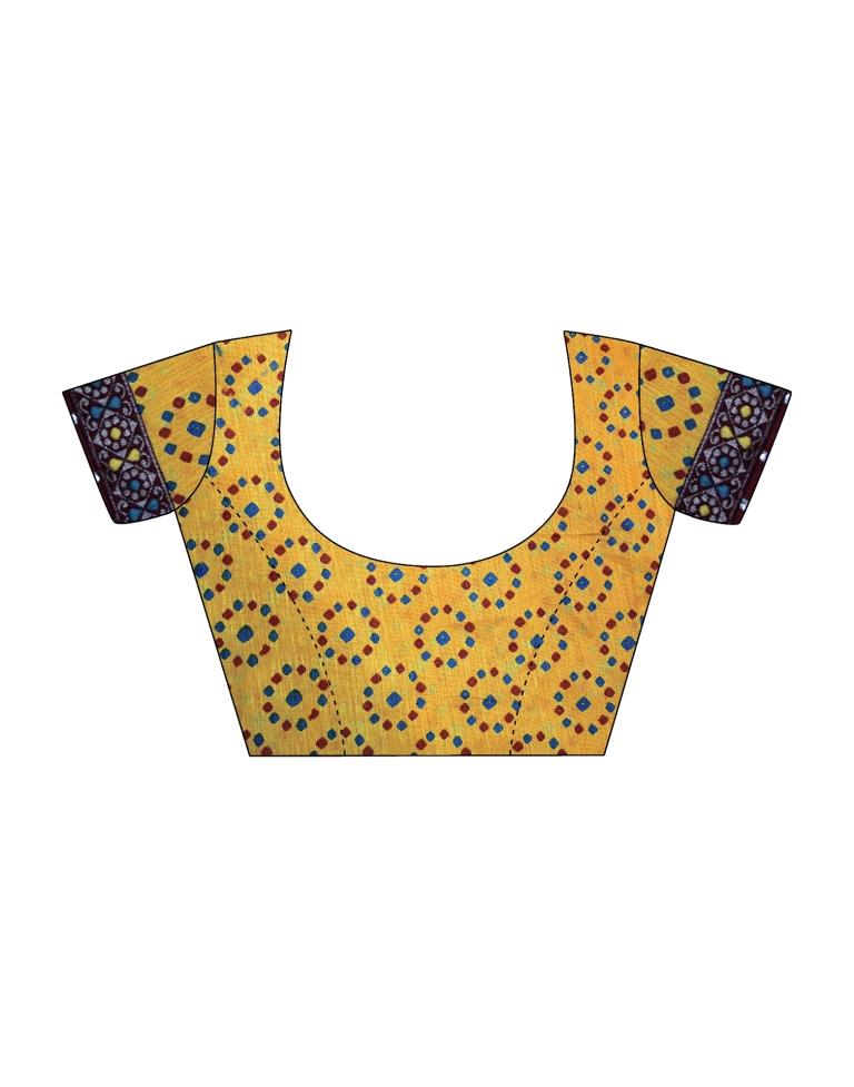 Yellow Chiffon Bandhani Saree