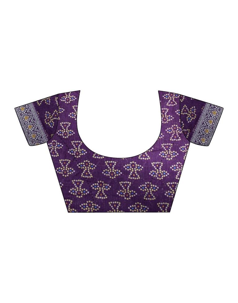 Purple Chiffon Bandhani Saree